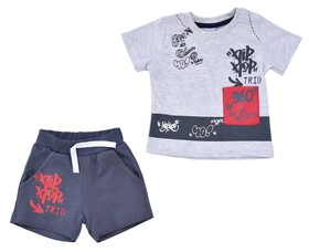 Sportowy komplet niemowlęcy T-SHIRT spodenki - Szary