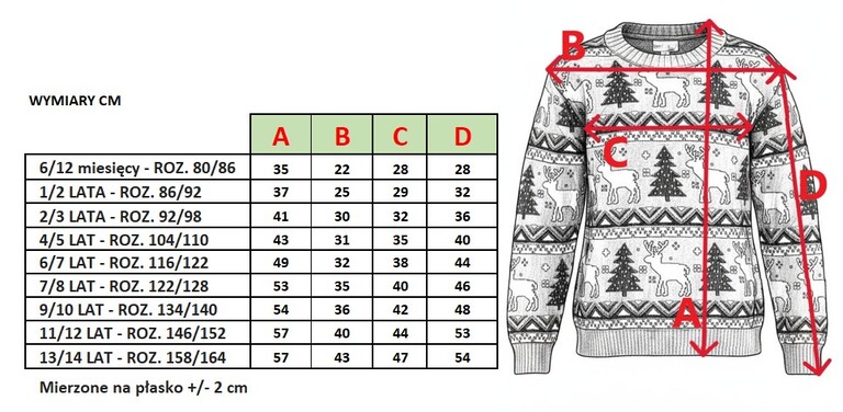 Czerwony świąteczny sweter świąteczny w renifery i choinki  (4)