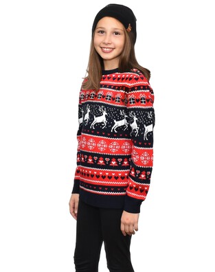 Granatowy norweski sweter świąteczny dziecięcy