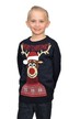 Chłopięcy sweter świąteczny renifer w czapce - granatowy (3)