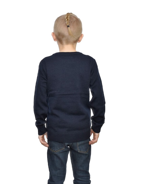 Chłopięcy sweter świąteczny renifer w czapce - granatowy (4)
