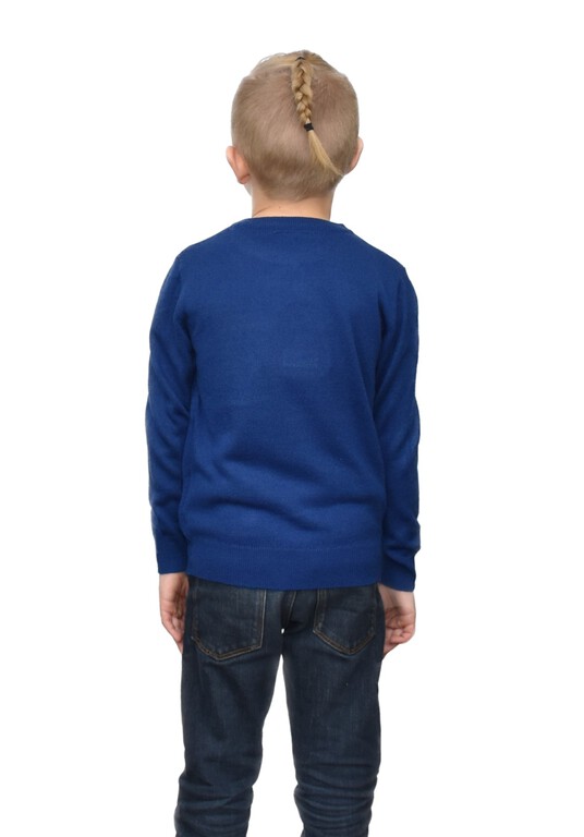 Niebieski dziecięcy sweter świąteczny z LEDAMI i reniferem (8)