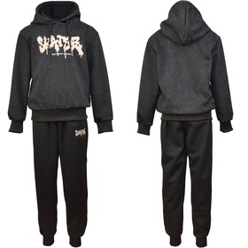 Chłopięcy dres skater czarny komplet bluza z kapturem i spodnie 8–14 lat