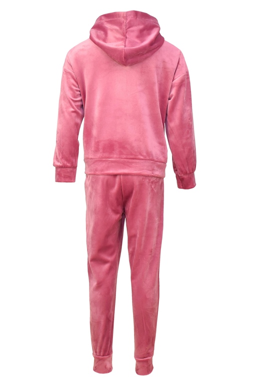 Dziewczęcy dres welurowy brudny róż bluza spodnie brokat min (5)