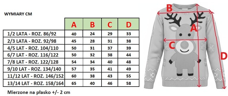 Czerwony dziecięcy sweter świąteczny z uroczym reniferem i zimowym wzorem (4)