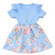 Sukienka dziewczęca niebieska w kwiaty elegancka rozkloszowana (3)