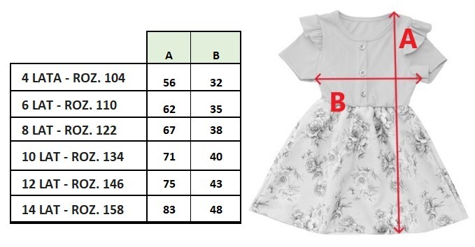 Sukienka dziewczęca niebieska w kwiaty elegancka rozkloszowana (6)