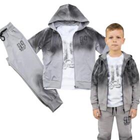 Dres Chłopięcy 3-Częściowy Szary – Bluza, Spodnie, Koszulka