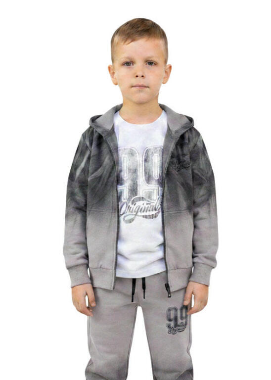 Dres Chłopięcy 3-Częściowy Szary – Bluza, Spodnie, Koszulka (2)