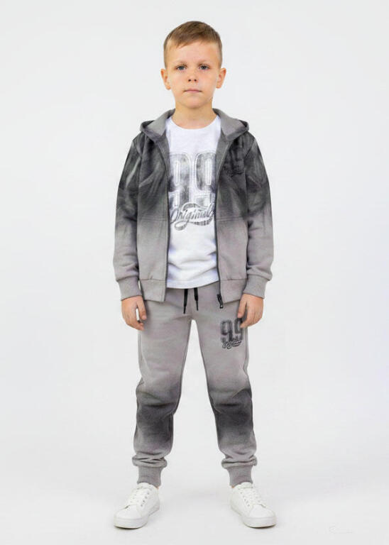 Dres Chłopięcy 3-Częściowy Szary – Bluza, Spodnie, Koszulka (4)