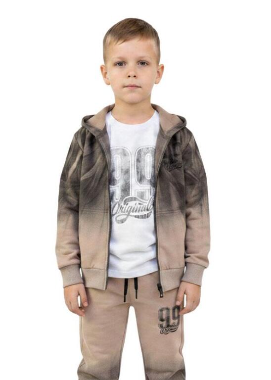 Dres Chłopięcy 3-Częściowy Beżowy – Bluza, Spodnie, Koszulka (2)